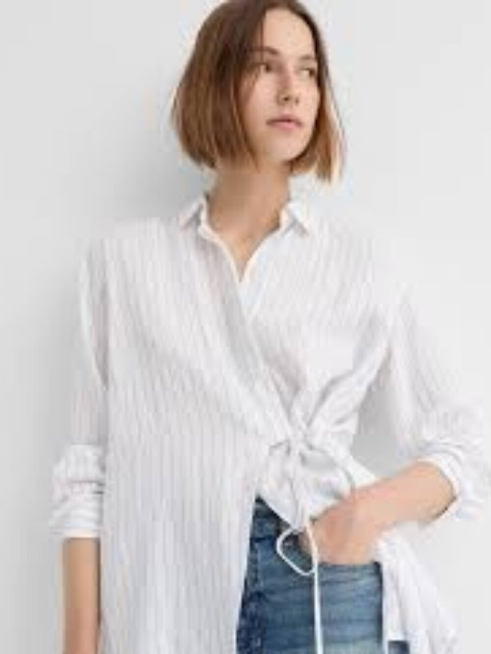 LOFT Side Tie Asymmetrical Striped Tunic Top